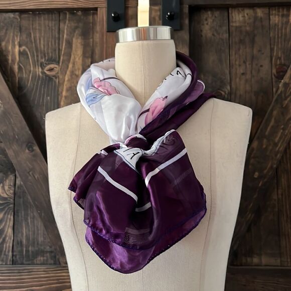 ROMA Beautiful Sheer Purple lavander Tulips Polyester Scarf 38x38 - Picture 6 of 10